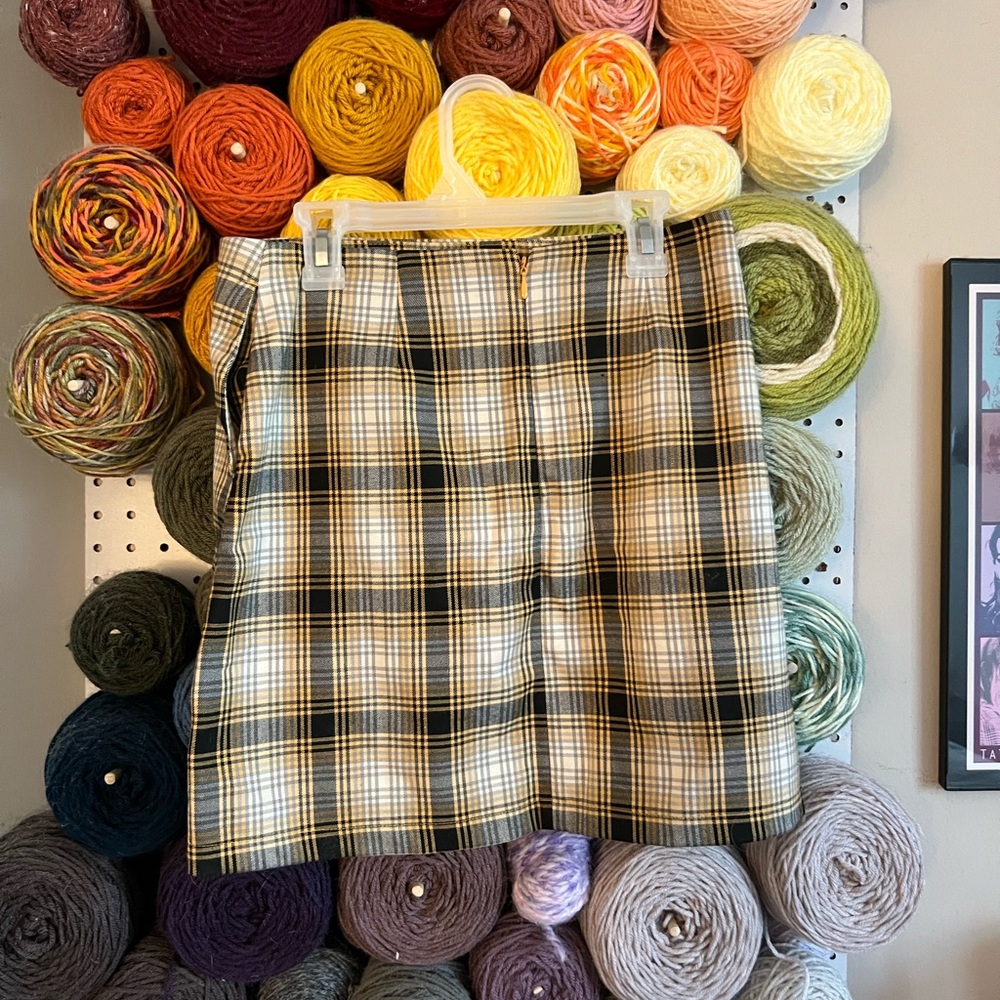 Plaid Yellow and Black Women's Skirt